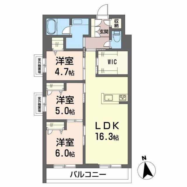 ディアマント番町(3LDK/3階)の間取り写真