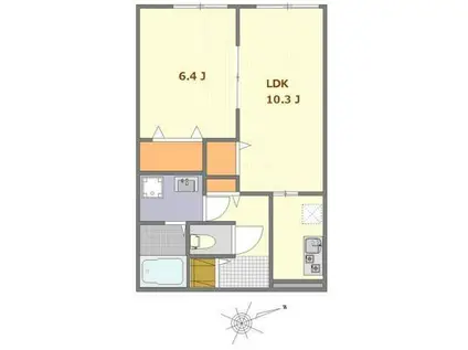 マーレ 明大前(1LDK/2階)の間取り写真