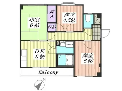 フォルテ泉大津(3DK/3階)の間取り写真