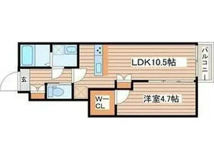 キララ鈎取本町I(1LDK/1階)の間取り写真