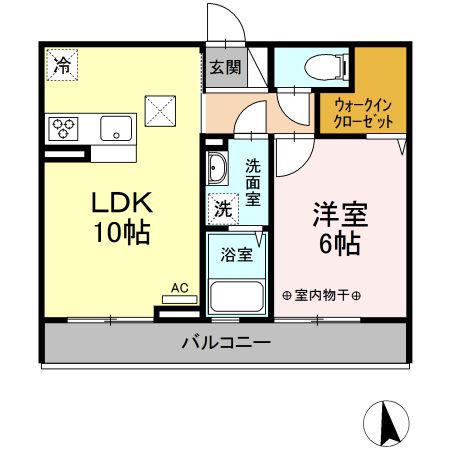 ETERNA東本町I(1LDK/1階)の間取り写真