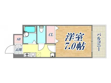 カーサ・ピナール灘(1K/4階)の間取り写真