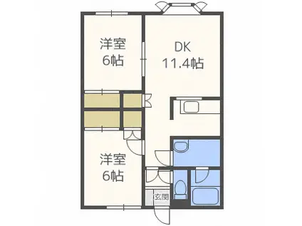 ビューにしの(2LDK/2階)の間取り写真