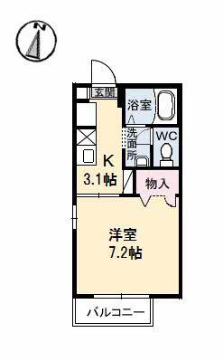 シャーメゾン比島 A棟(1K/2階)の間取り写真