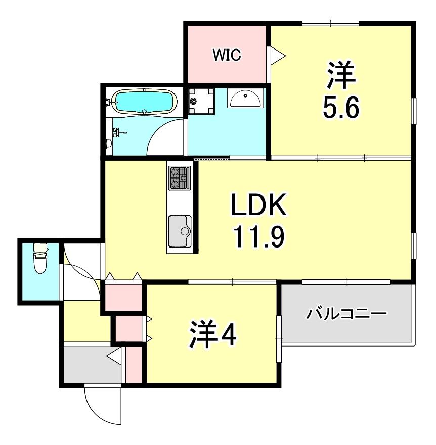 HEBEL MAISON 六甲篠原中町(2LDK/1階)の間取り写真