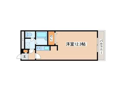 米ヶ袋ベルサンテ(ワンルーム/2階)の間取り写真