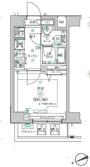 RELUXIA横濱弘明寺(1K/8階)の間取り写真