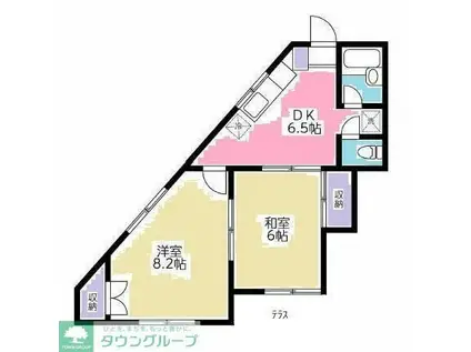 浜田ハイム(2DK/1階)の間取り写真