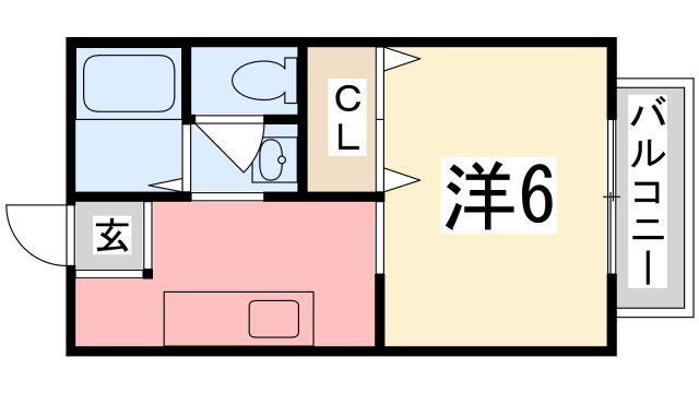 リヴェール北代(ワンルーム/2階)の間取り写真
