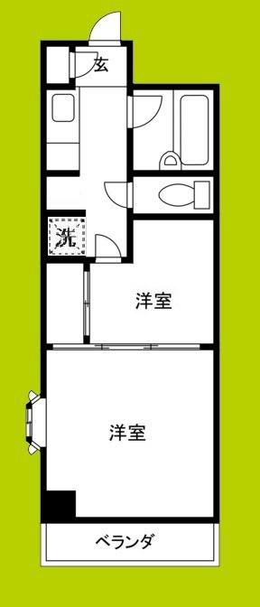 エスペラール城東(2K/2階)の間取り写真