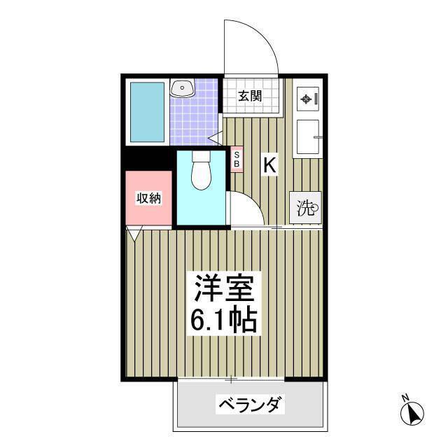 ラフィーネⅡ(1K/2階)の間取り写真
