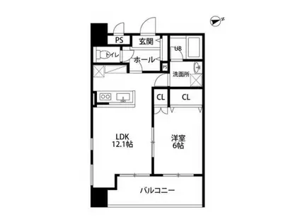 TRIBUTE元浜 303(1LDK/3階)の間取り写真