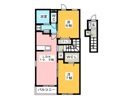 トレカーサI(2LDK/2階)の間取り写真