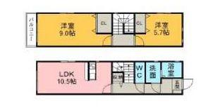 シェソワ若田(2LDK/1階)の間取り写真
