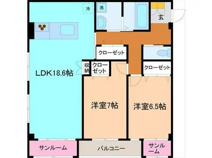 ルミエール クレア(2LDK/1階)の間取り写真