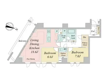 ドゥーエ早稲田(2LDK/2階)の間取り写真