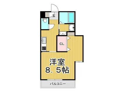 ムーラン・ルージュ下荒田(1K/2階)の間取り写真