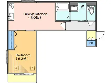 イーリス西蒲田(1DK/1階)の間取り写真