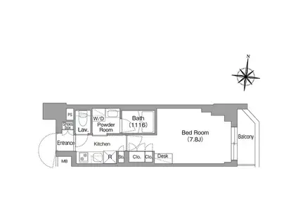 コンフォリア・リヴ大崎(1K/2階)の間取り写真