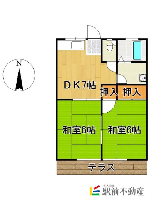 緒方アパート(2DK/1階)の間取り写真