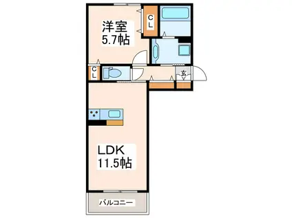 アガパンサス(1LDK/2階)の間取り写真