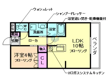 コートバンブーグラス(1LDK/3階)の間取り写真