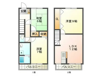 レイクサイドヴィラF(3LDK/2階)の間取り写真