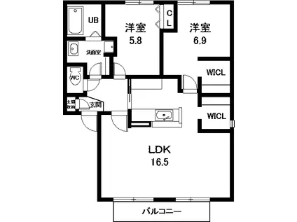 フレシールTUKI(2LDK/2階)の間取り写真
