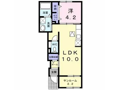 ノワイエ(1LDK/1階)の間取り写真