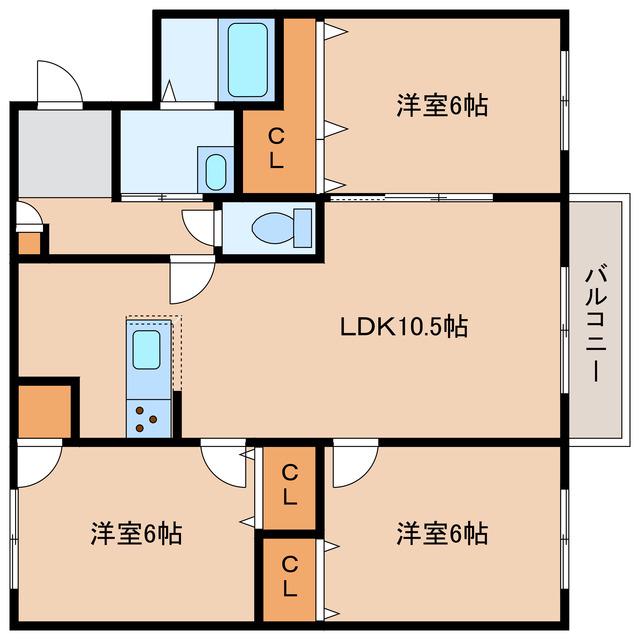 ミキパレス(3LDK/3階)の間取り写真