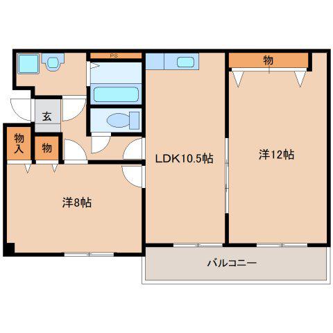 ウェルネスイートピアステージI(2LDK/2階)の間取り写真