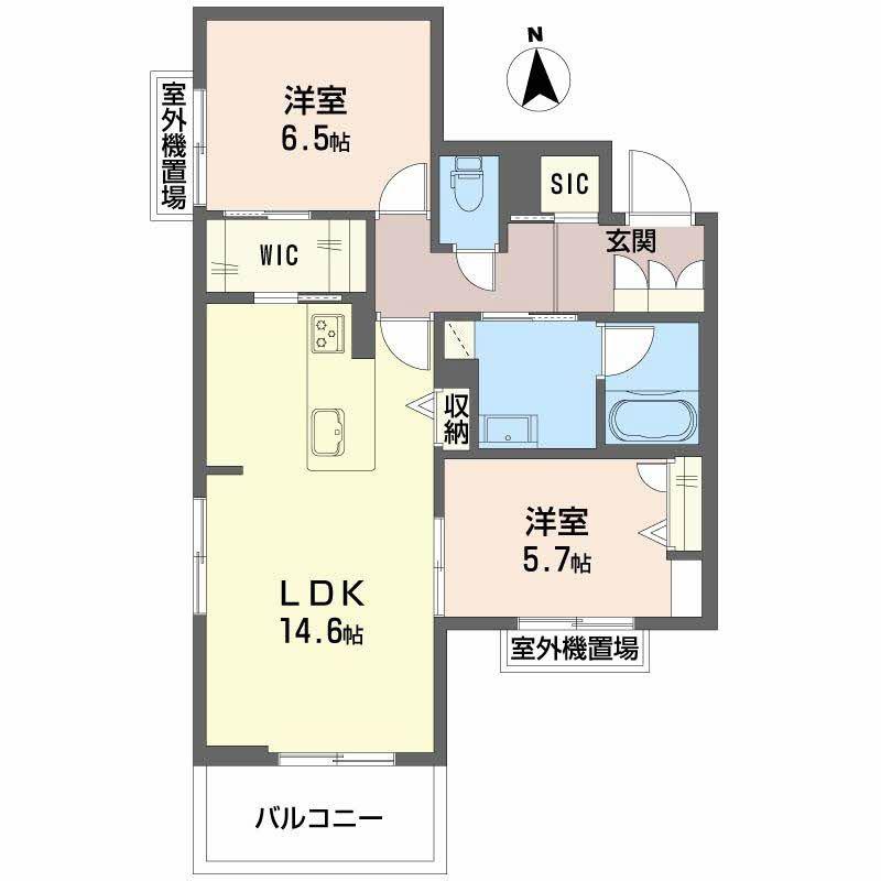 メゾンブランカあびこ南(2LDK/3階)の間取り写真