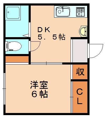 泰平ビル(1DK/2階)の間取り写真