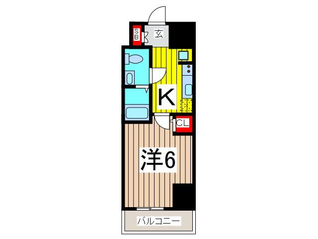 グランヴァンプレミアム川口(1K/6階)の間取り写真