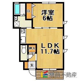 メゾン・ド・カメリア E棟(1LDK/1階)の間取り写真