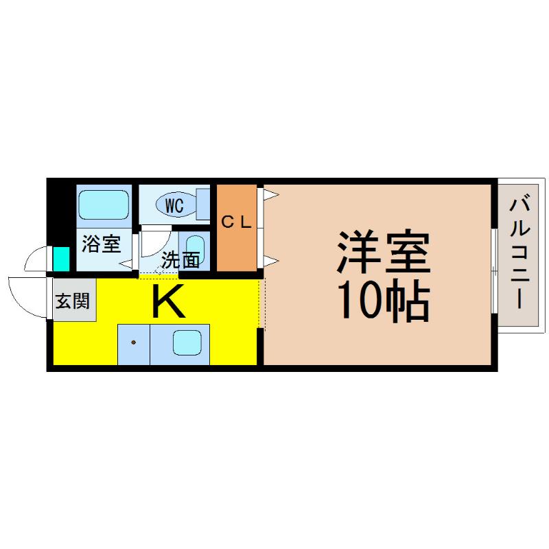 エトワール代官町(1K/2階)の間取り写真