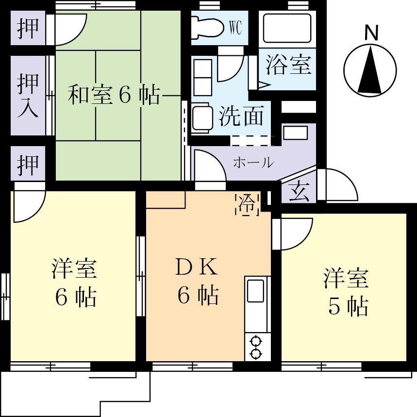 パストラルタウンI(3DK/2階)の間取り写真