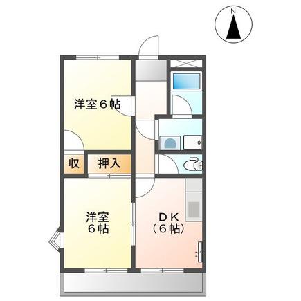 グリーンハイツ横川(2DK/2階)の間取り写真