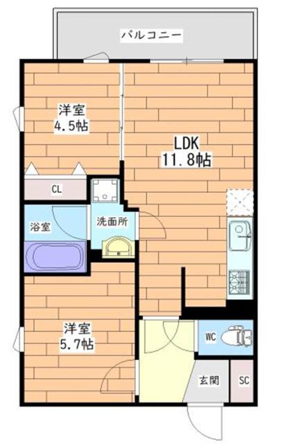 プレステージ14番館(2LDK/6階)の間取り写真