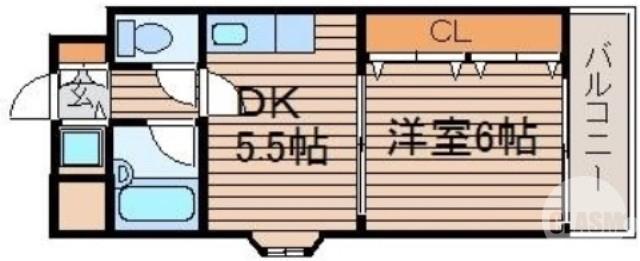 サンジュネス(1DK/2階)の間取り写真
