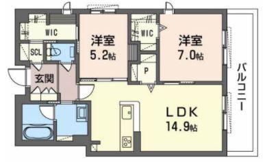 シエクル(2LDK/2階)の間取り写真