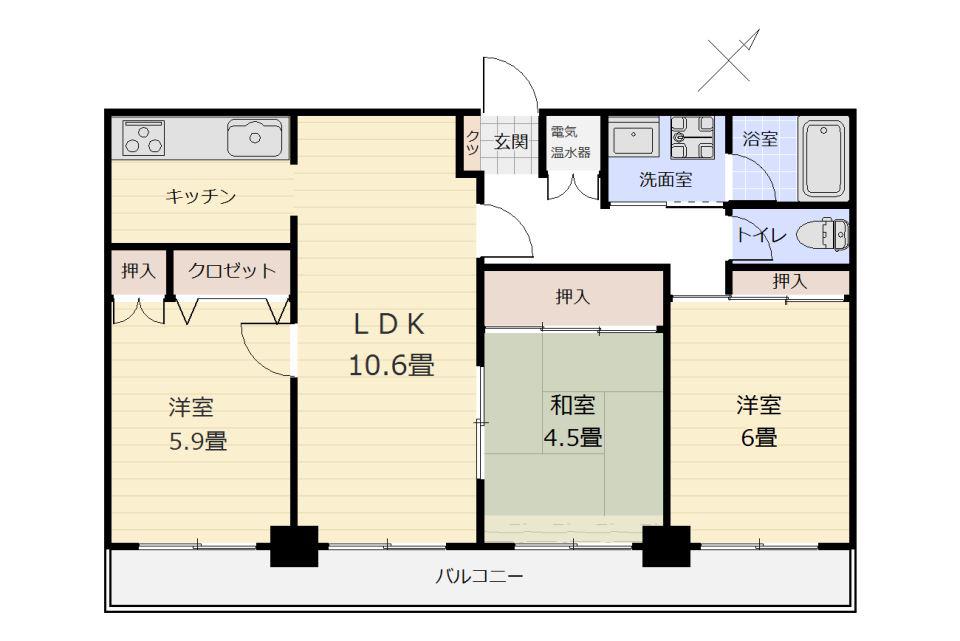 ストークマンション鹿児島(3LDK/6階)の間取り写真