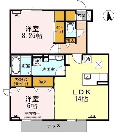 フロレスタ B棟(2LDK/1階)の間取り写真