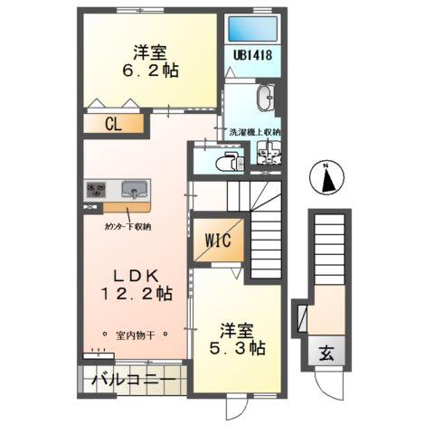 エルドラード上石田(2LDK/2階)の間取り写真
