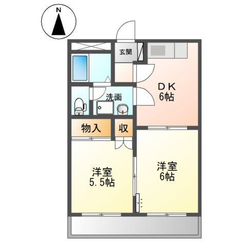 ダンサエルマーナ(2DK/1階)の間取り写真