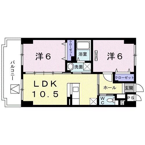 ビクトリーヒルズ(2LDK/6階)の間取り写真