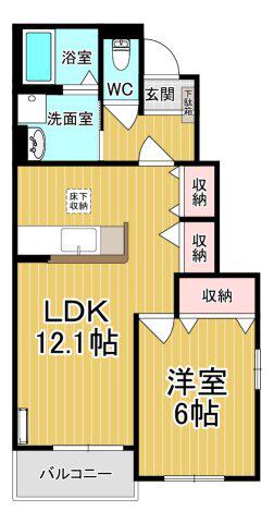 グレイスハイツB(1LDK/1階)の間取り写真