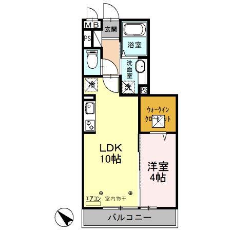 ロイヤルヒル越谷(1LDK/1階)の間取り写真