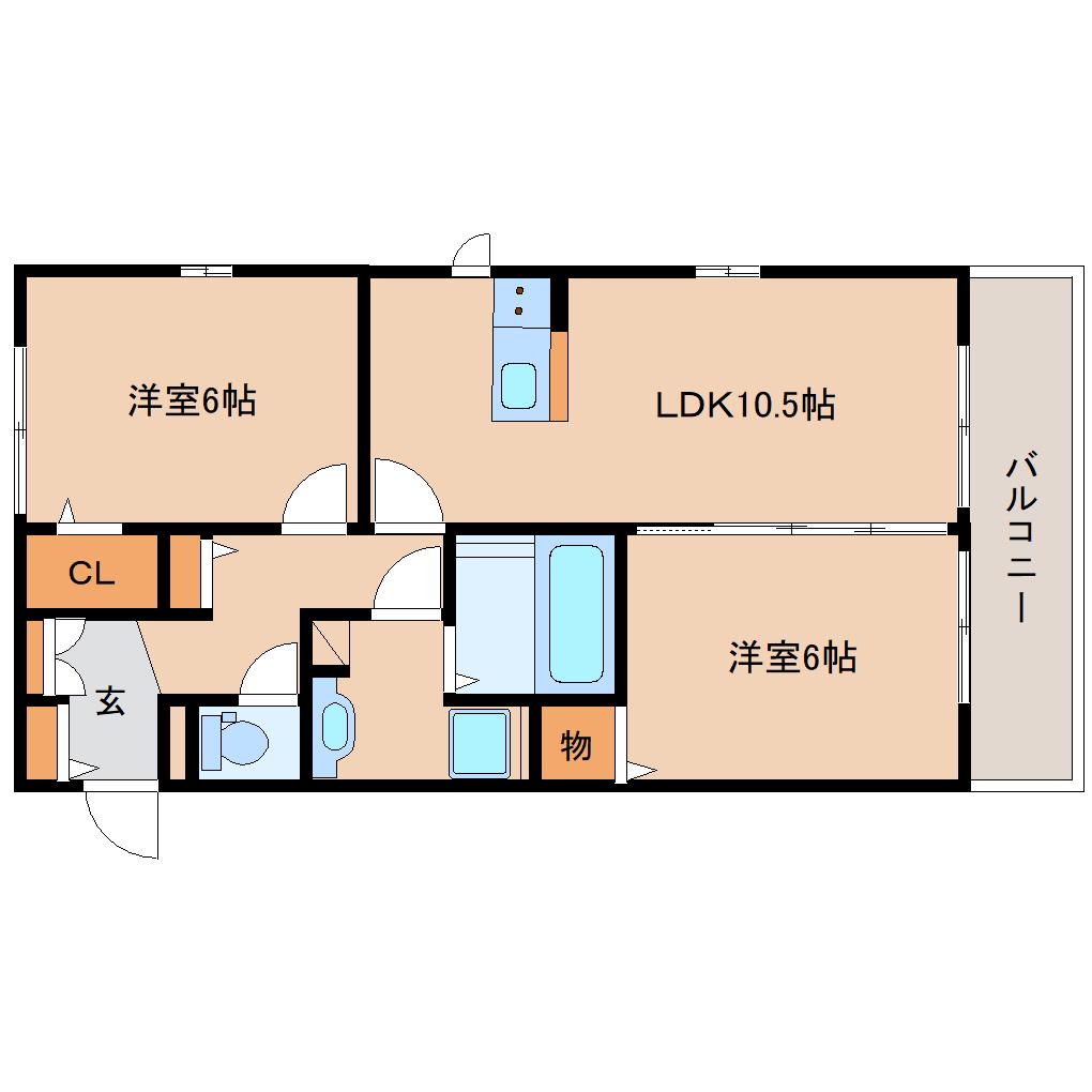 グランドゥール(2LDK/3階)の間取り写真