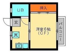 ファミール春日原(1K/2階)の間取り写真